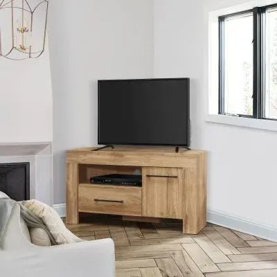 Compton Corner TV Unit with Storage - Oak image