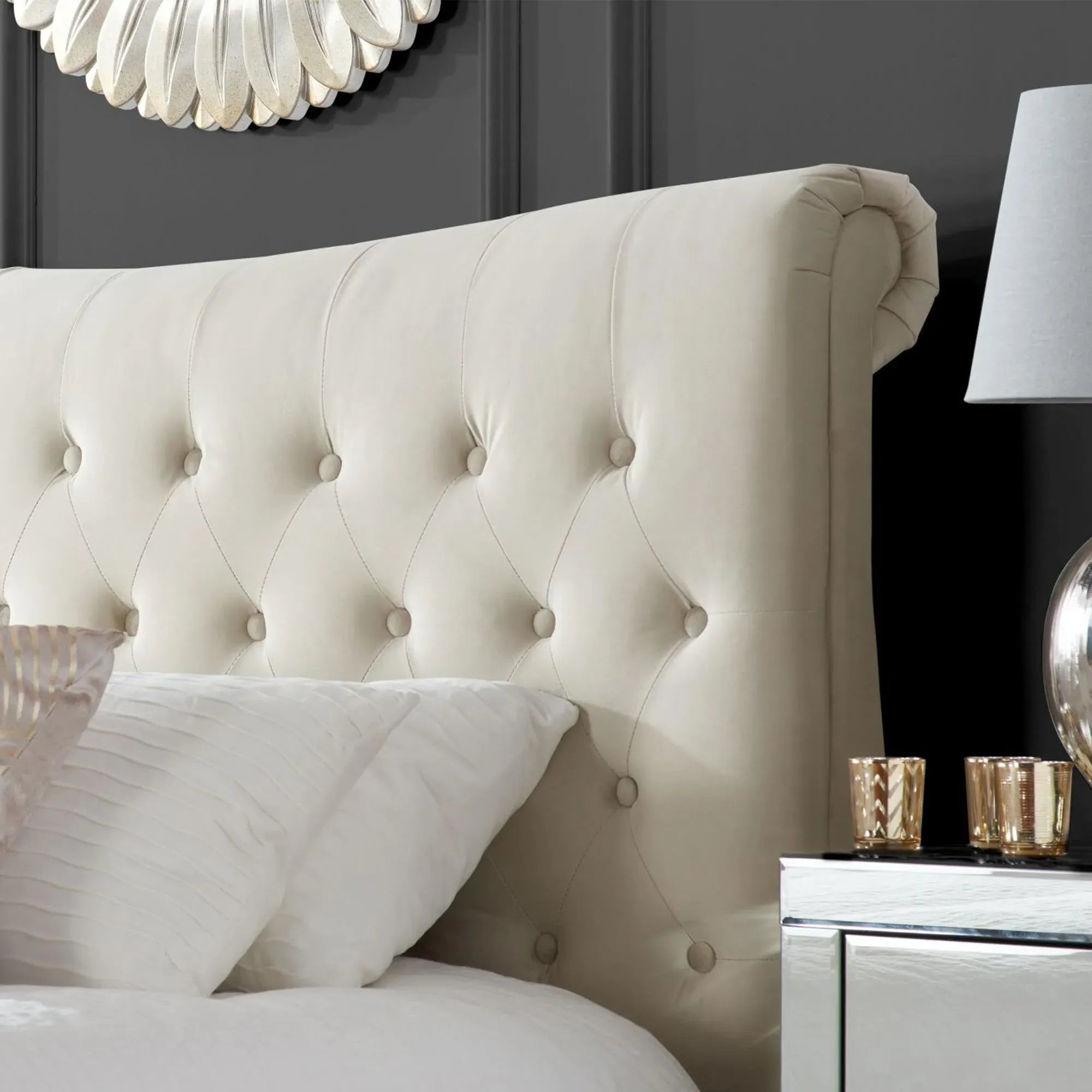 Copenhagen Fabric Bed - Warm Stone