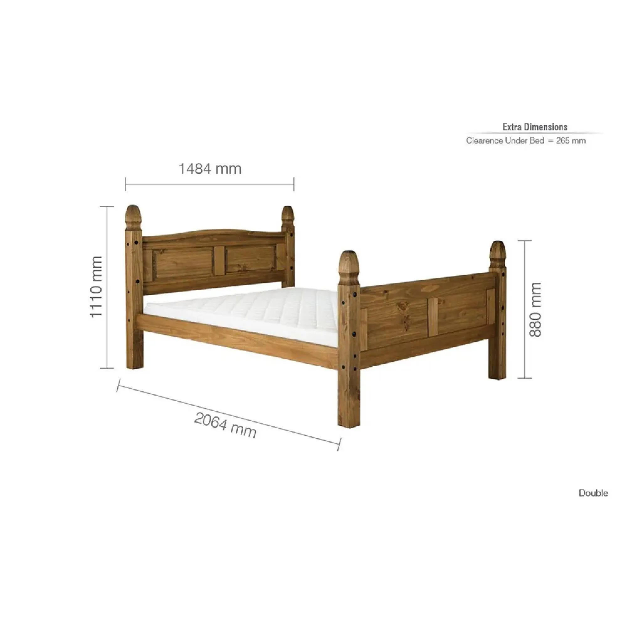 Corona Pine High Foot End Bed - Waxed Pine