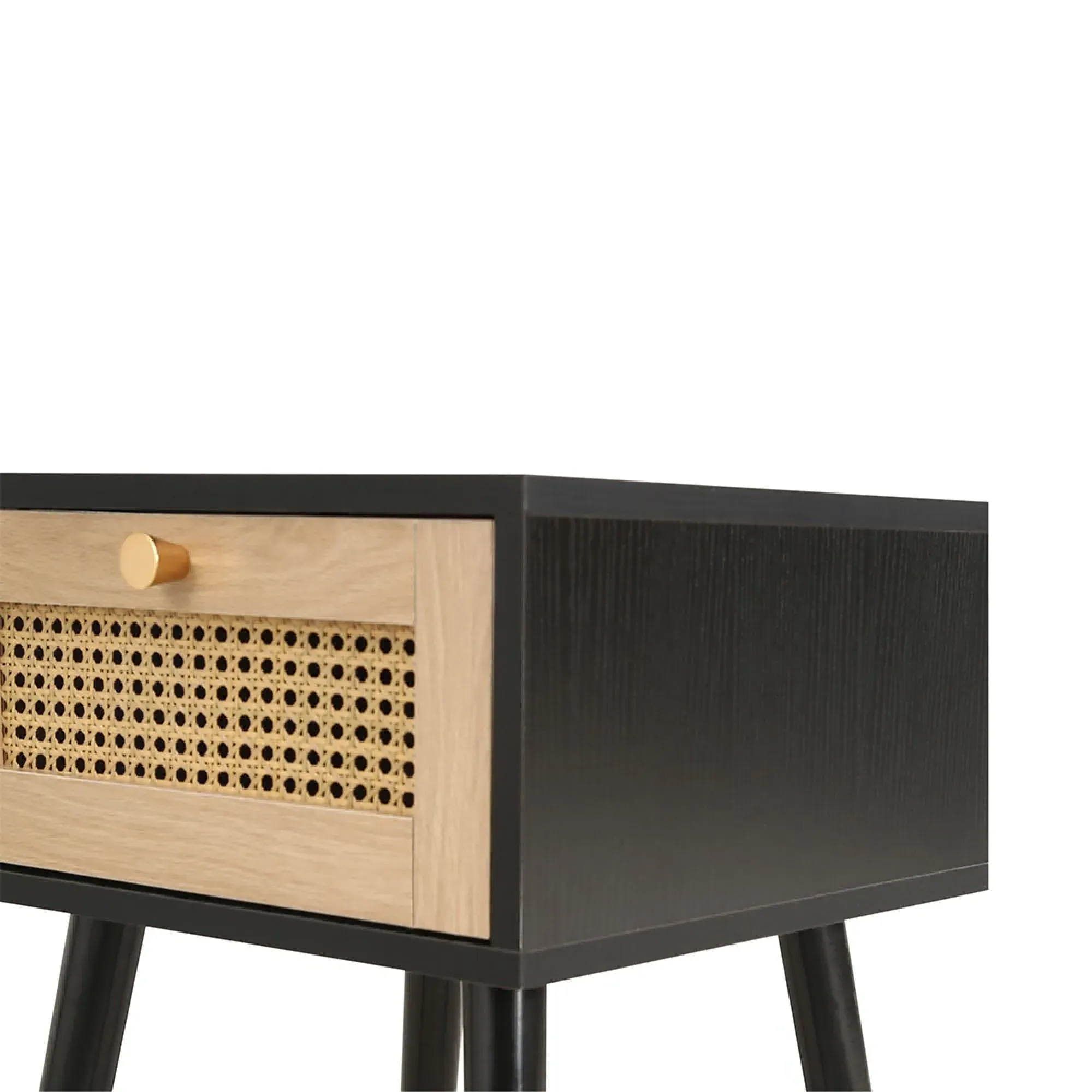 Croxley 1 Drawer Bedside Table - Black, Rattan