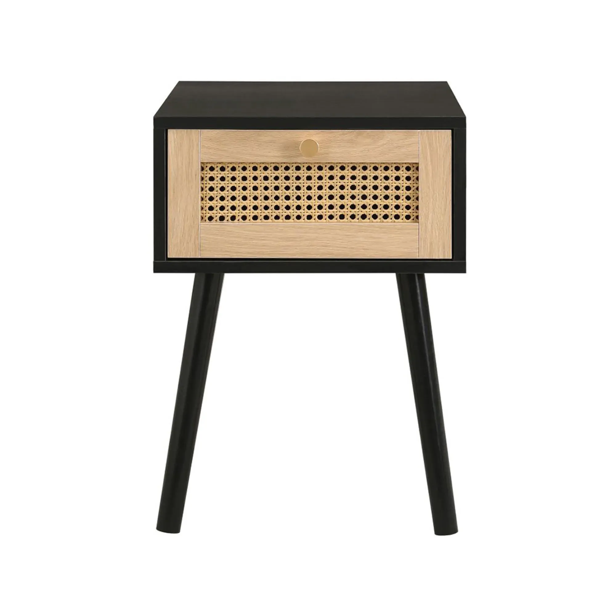 Croxley 1 Drawer Bedside Table - Black, Rattan