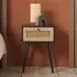 Croxley 1 Drawer Bedside Table - Black, Rattan