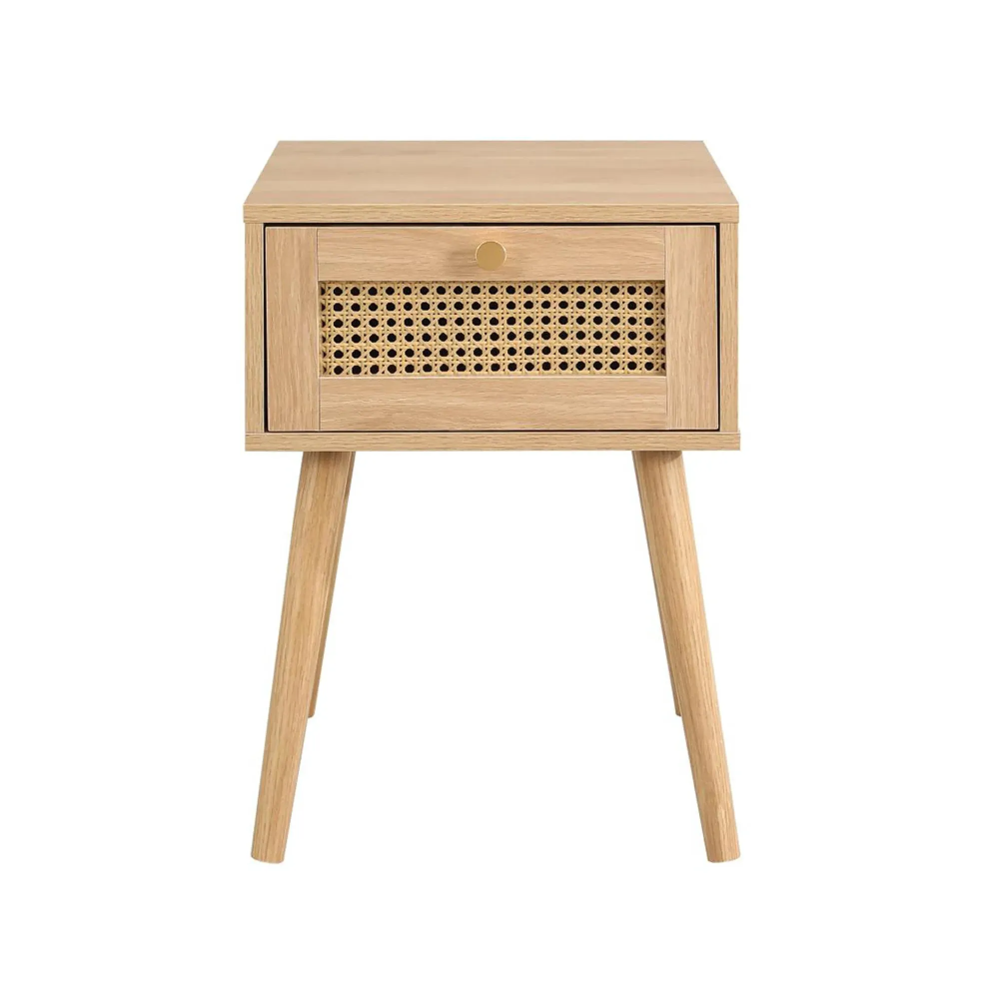 Croxley 1 Drawer Bedside Table - Oak, Rattan