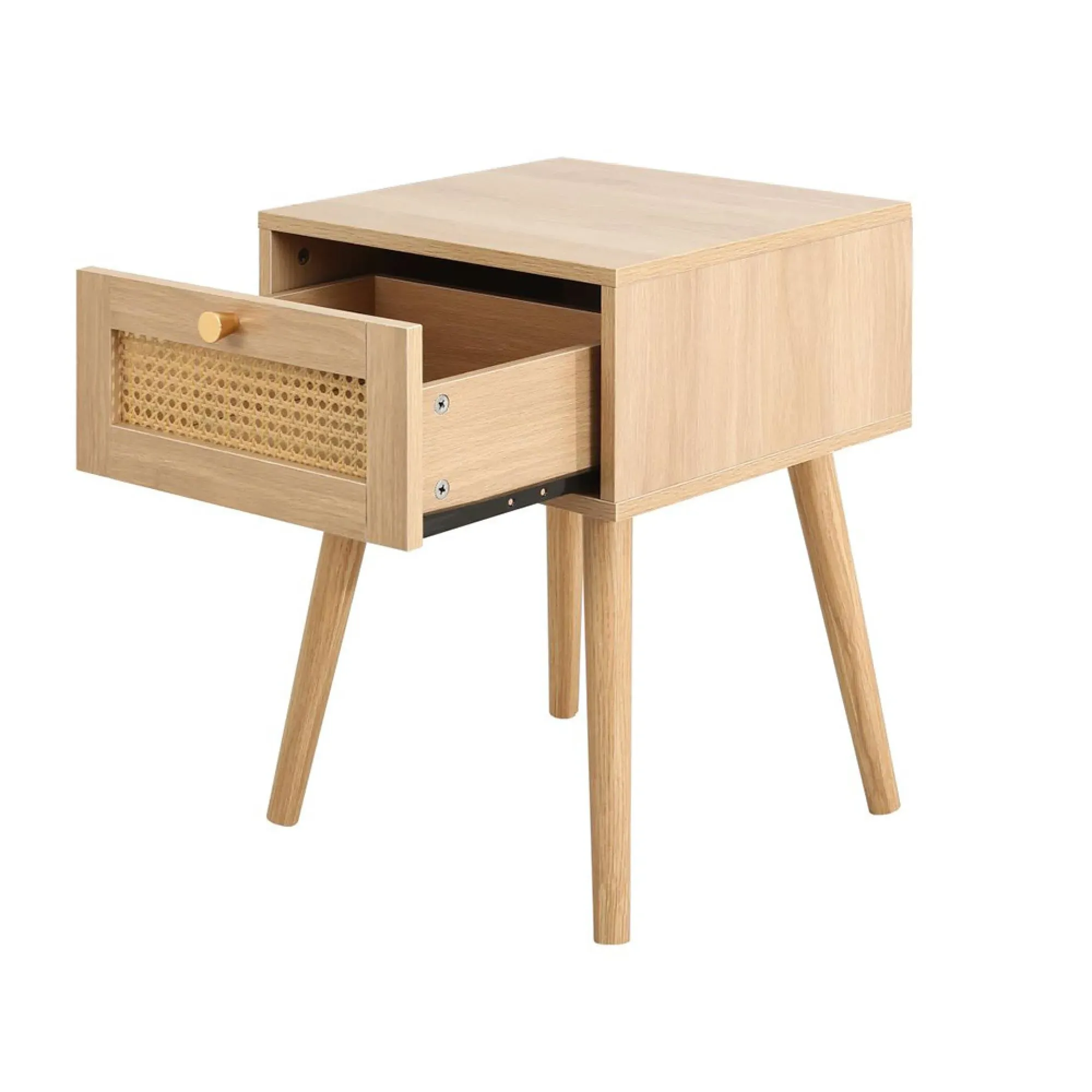 Croxley 1 Drawer Bedside Table - Oak, Rattan