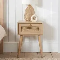 Croxley 1 Drawer Bedside Table - Oak, Rattan
