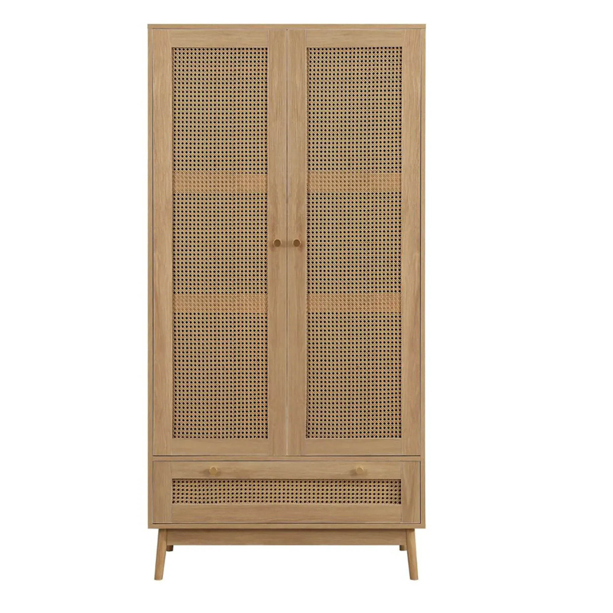 Croxley 2 Door Wardrobe with Drawer - Oak, Rattan