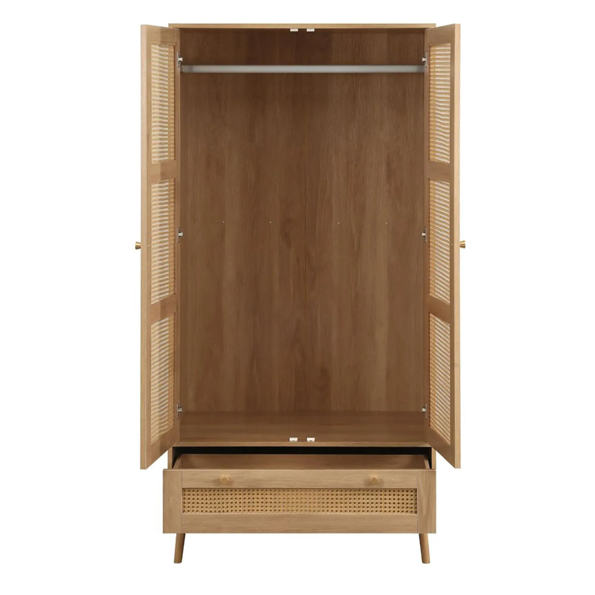 Croxley 2 Door Wardrobe with Drawer - Oak, Rattan