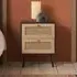 Croxley 2 Drawer Bedside Table - Black, Rattan