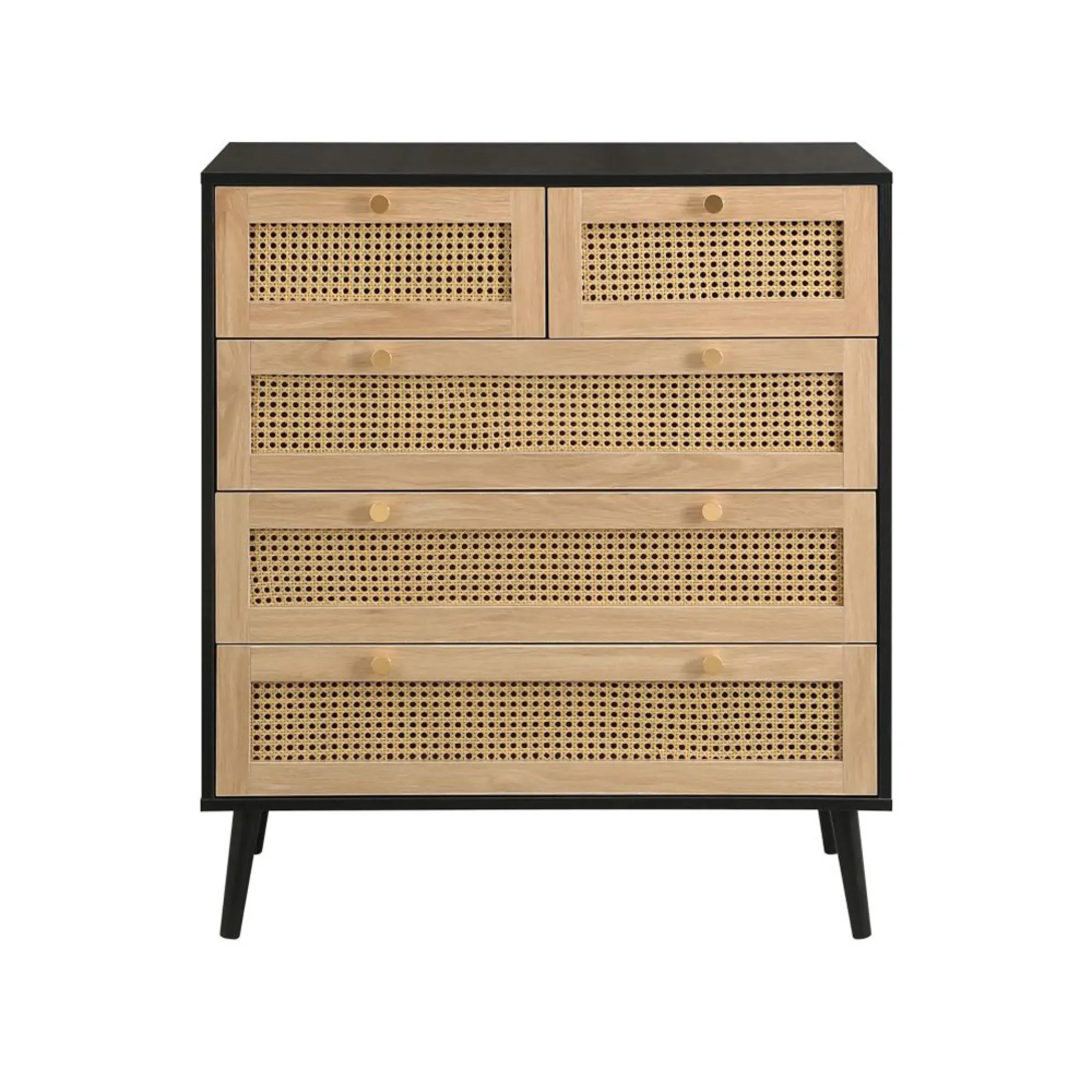 Croxley 5 Drawer Chest - Black, Rattan