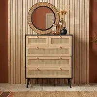 Croxley 5 Drawer Chest - Black, Rattan