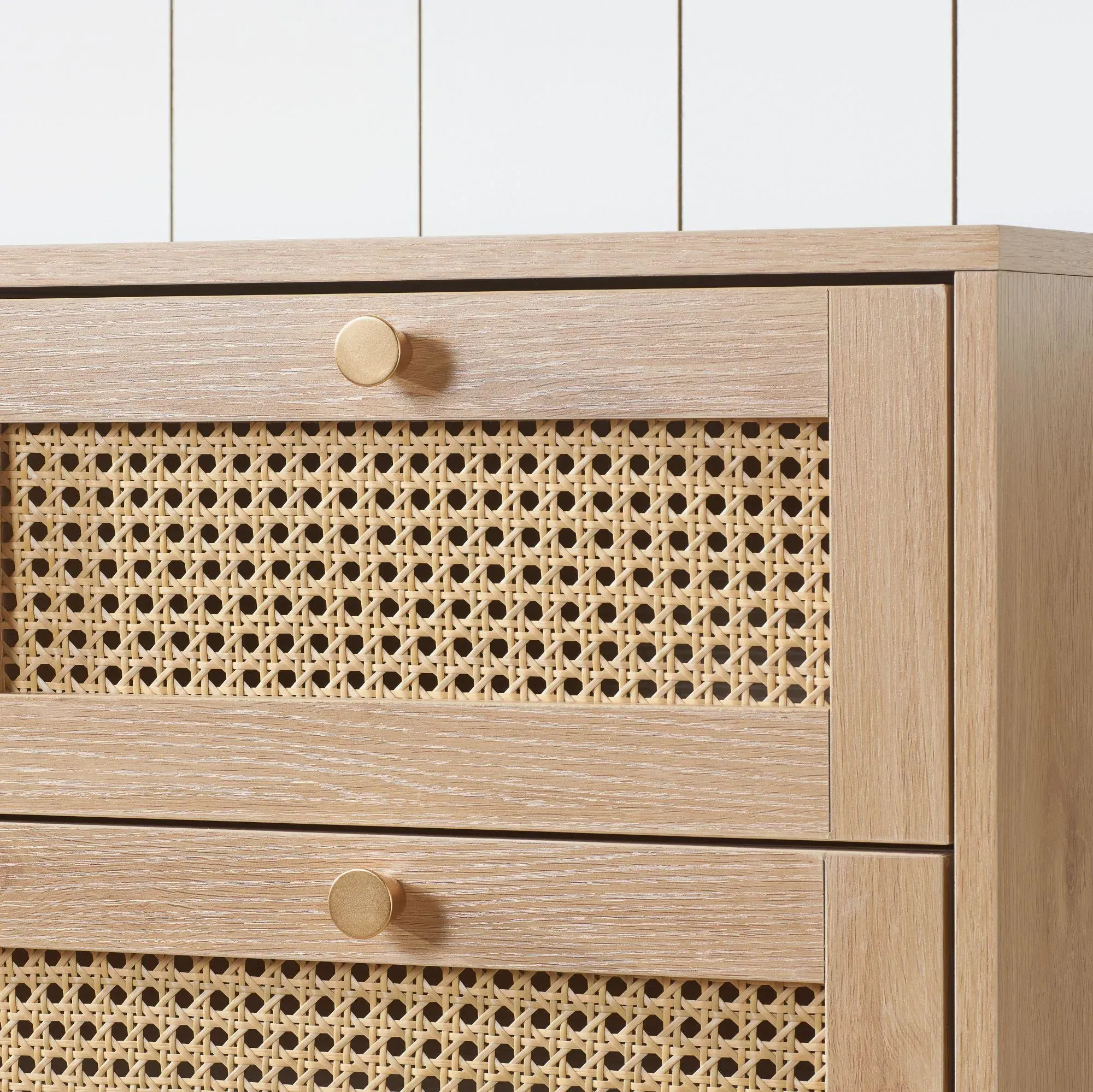 Croxley 5 Drawer Chest - Oak, Rattan