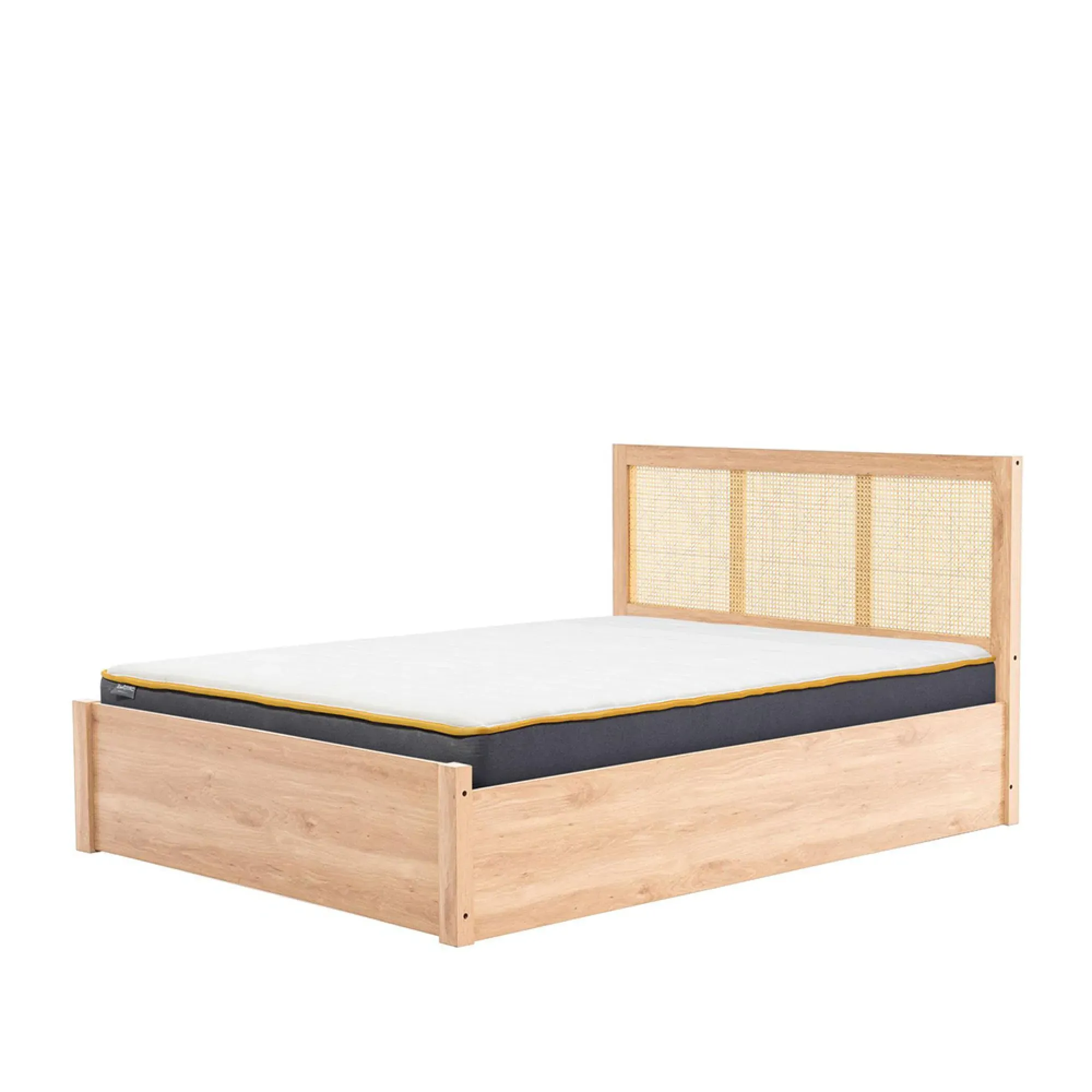 Croxley Ottoman Storage Bed with Rattan - Oak