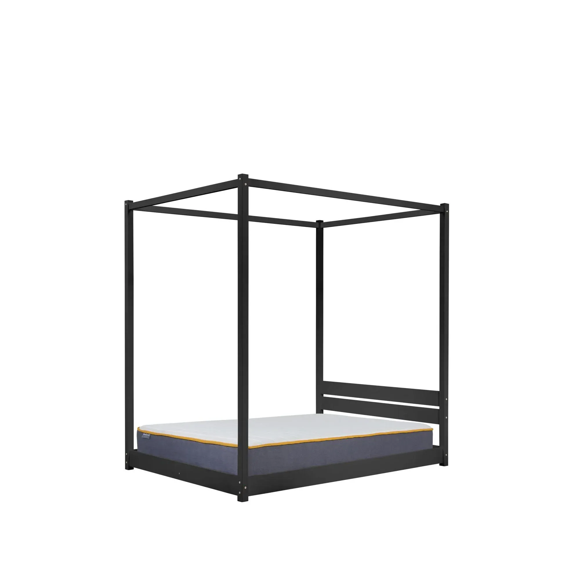 Darwin Four Poster Bed - Black, Wooden