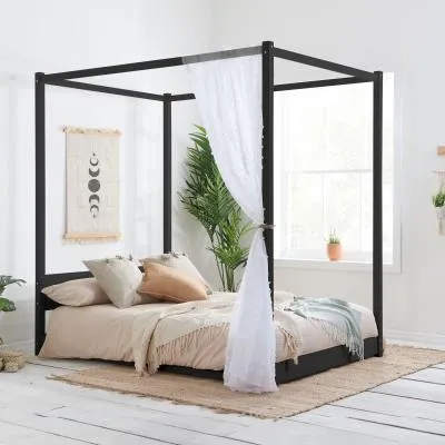 Darwin Four Poster Bed - Black, Wooden image