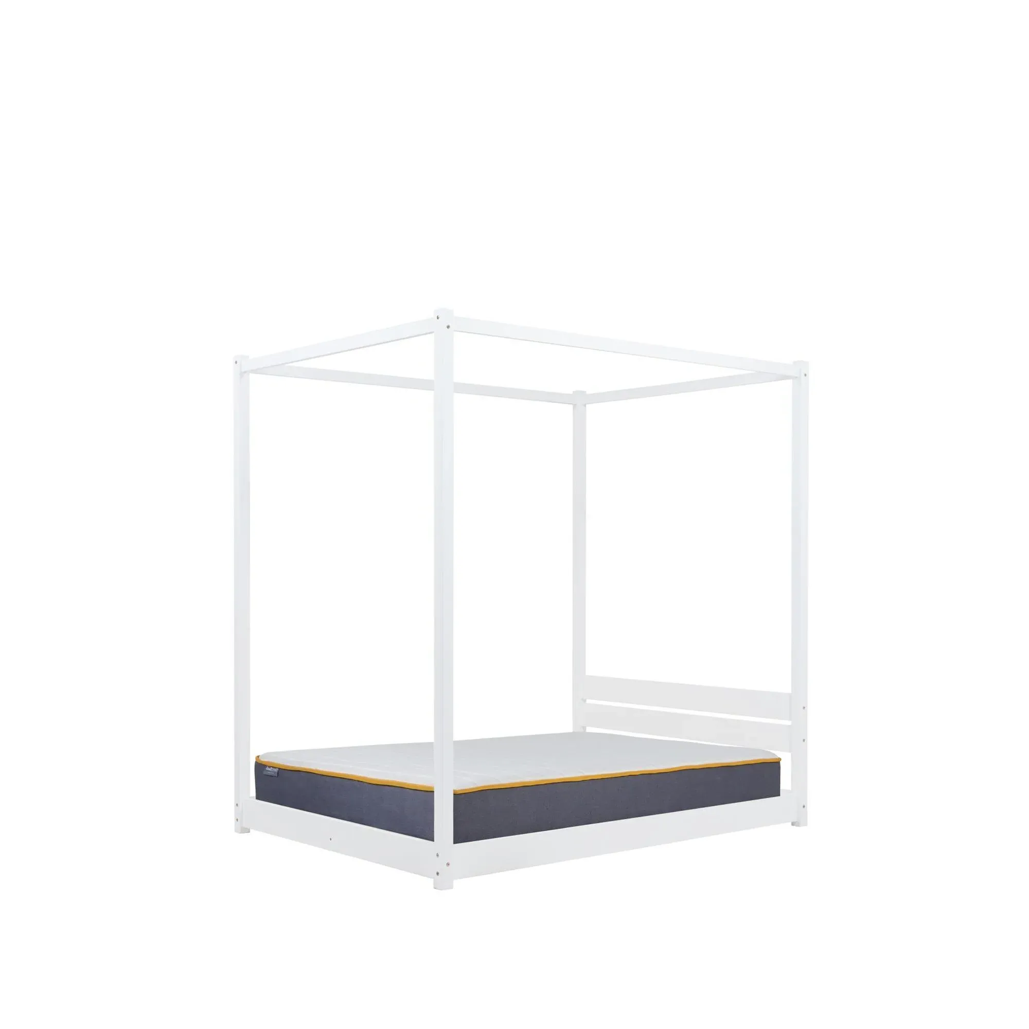 Darwin Four Poster Bed - White, Wooden