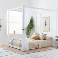 Darwin Four Poster Bed - White, Wooden