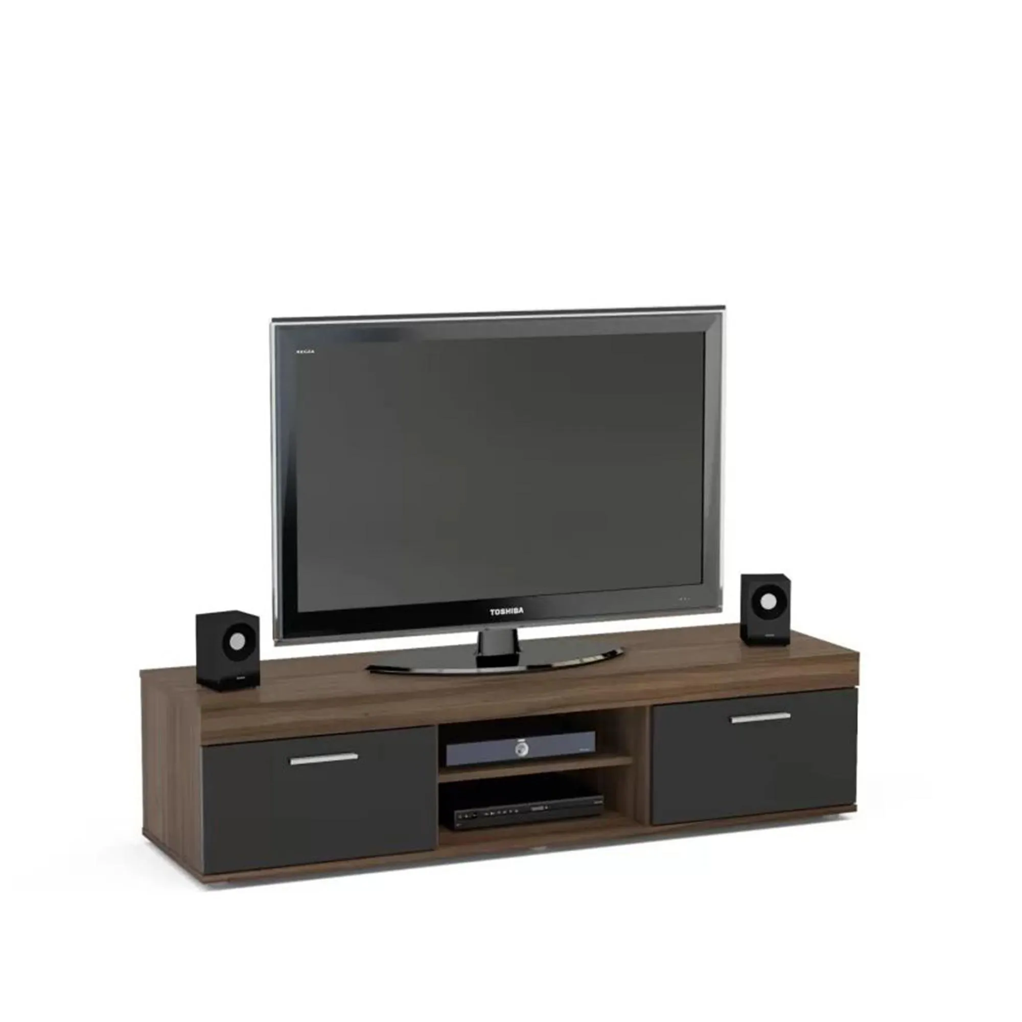 Edgeware 2 Door TV Unit - Walnut, Black