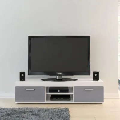 Edgeware 2 Door TV Unit - White, Grey