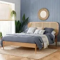 Elina Rattan Bed Frame - Oak