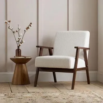 Ellwood Armchair - White, Boucle Fabric image
