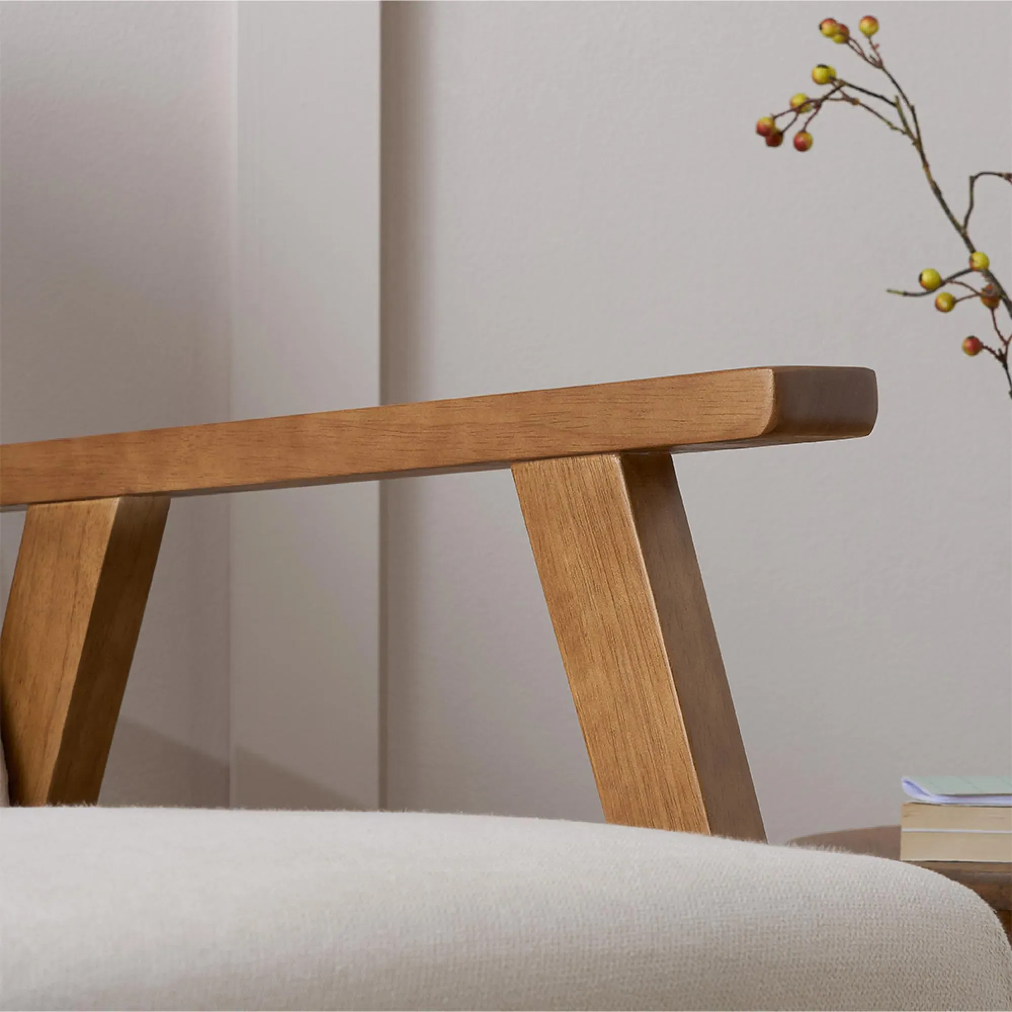 Ellwood Fabric Armchair - Cream, Oak