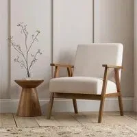 Ellwood Fabric Armchair - Cream, Oak