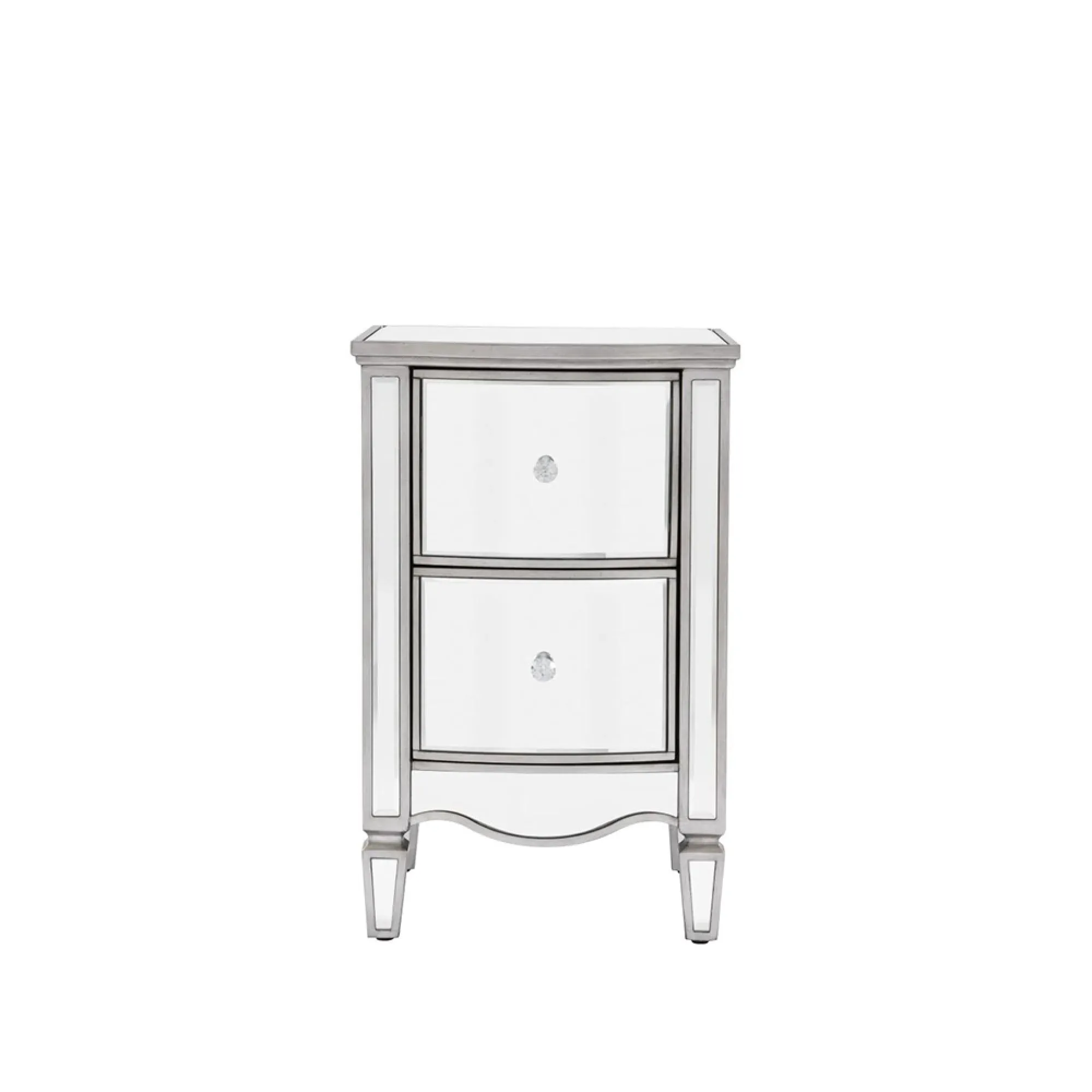 Elysee 2 Drawer Narrow Bedside Cabinet - Mirrored