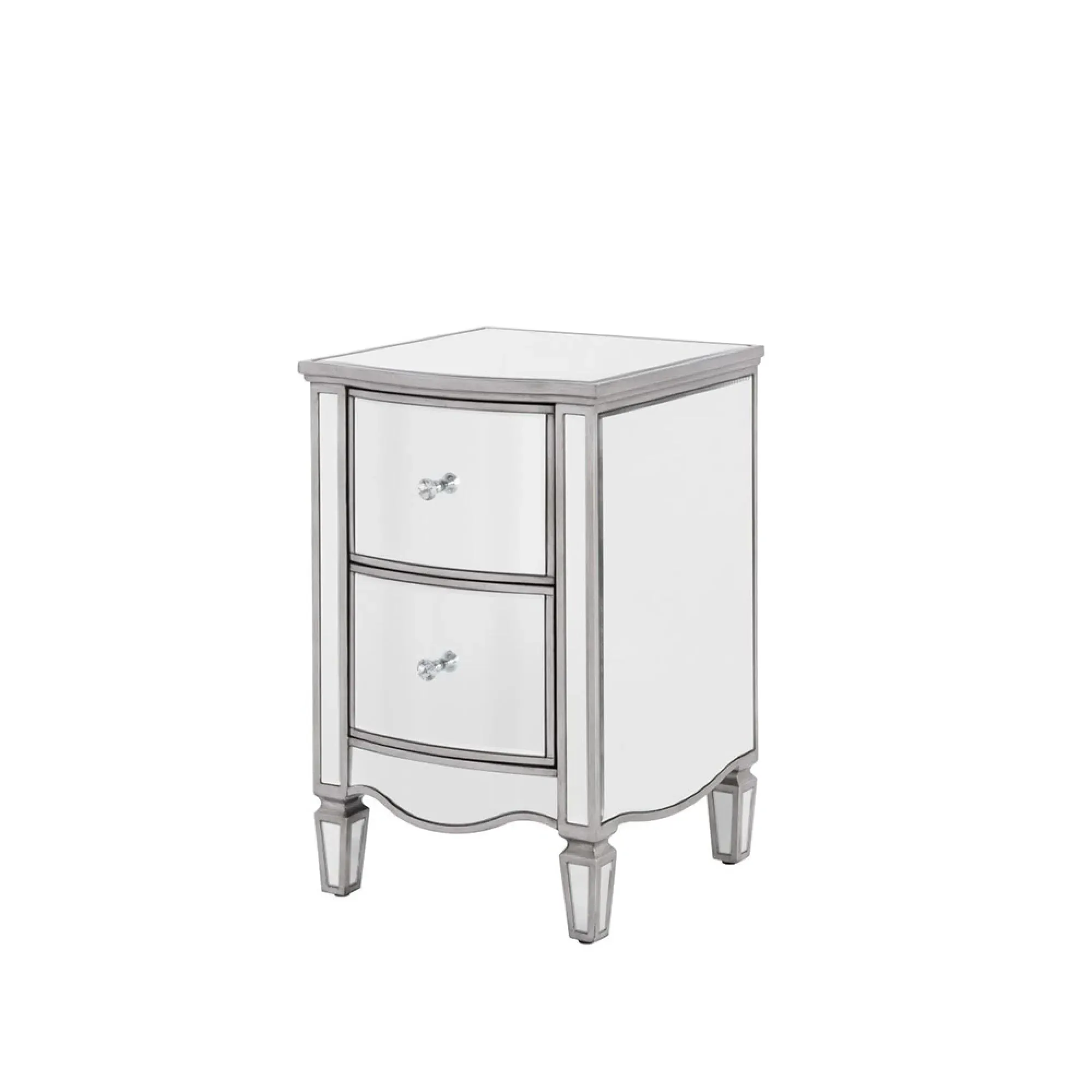 Elysee 2 Drawer Narrow Bedside Cabinet - Mirrored