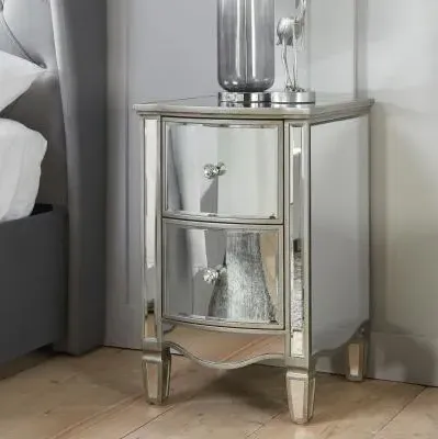 Elysee 2 Drawer Narrow Bedside Cabinet - Mirrored image