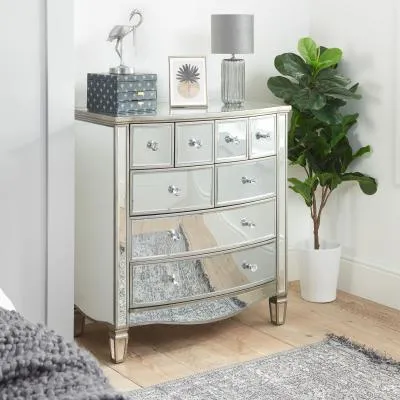 Elysee 4+4 Drawer Chest - Mirrored Glass