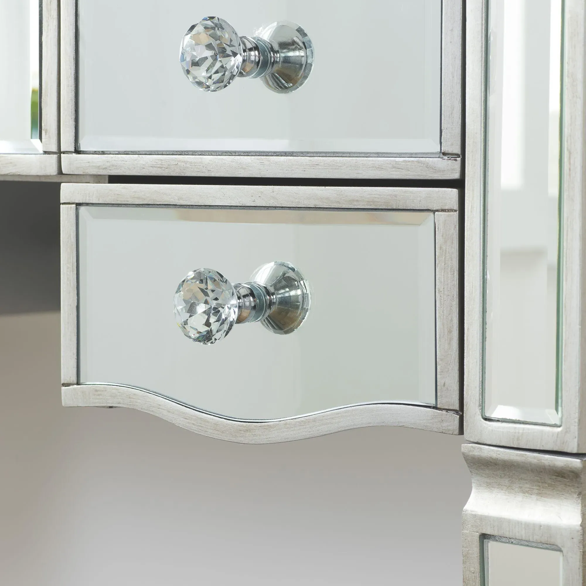 Elysee 5 Drawer Dressing Table - Mirrored Glass