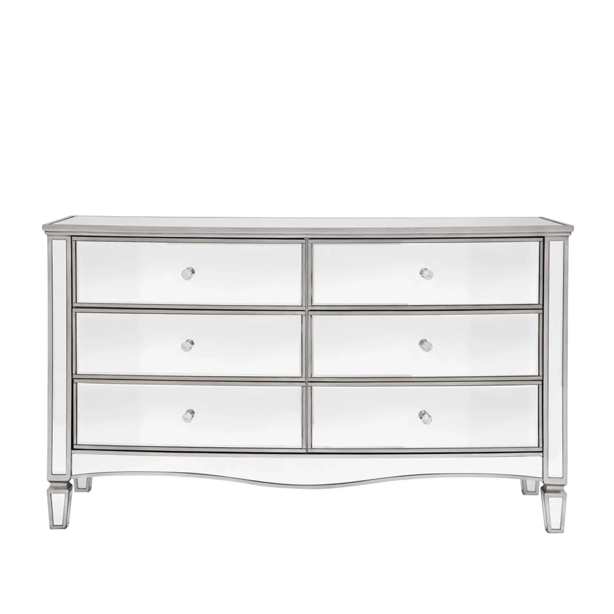 Elysee 6 Drawer Wide Chest - Mirrored Glass