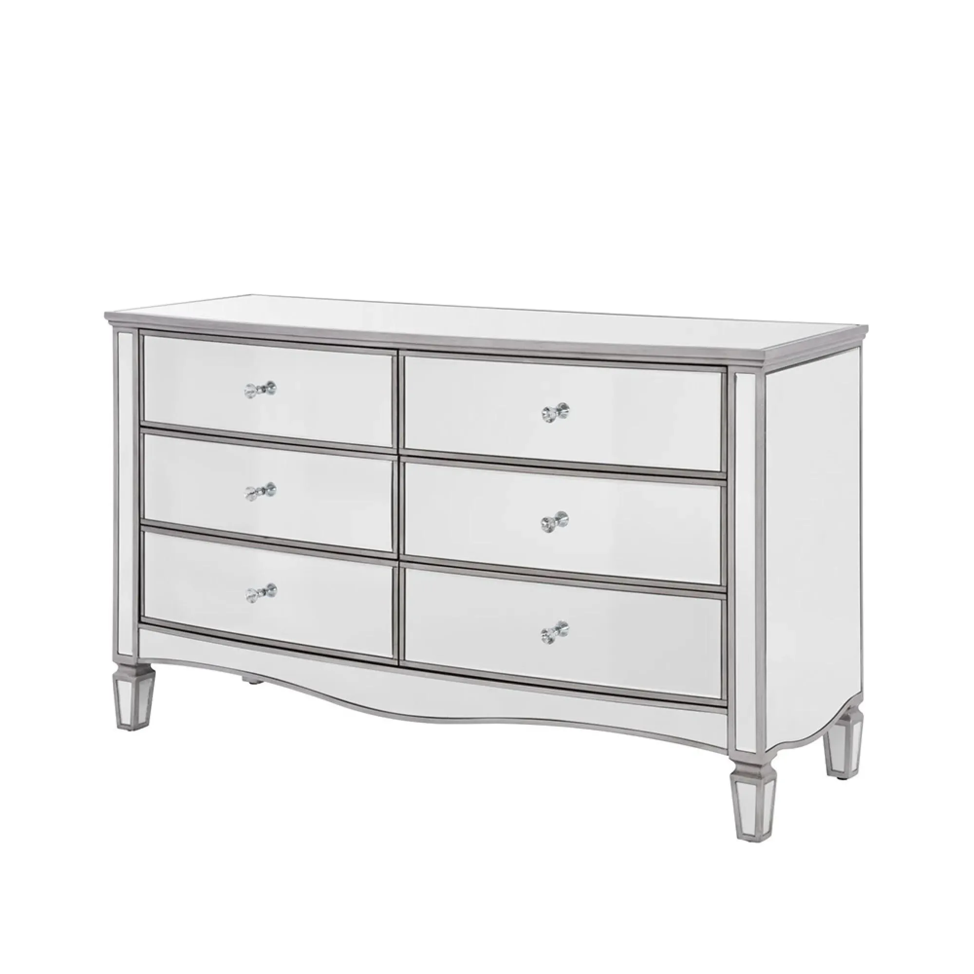 Elysee 6 Drawer Wide Chest - Mirrored Glass