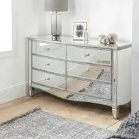 Elysee 6 Drawer Wide Chest - Mirrored Glass