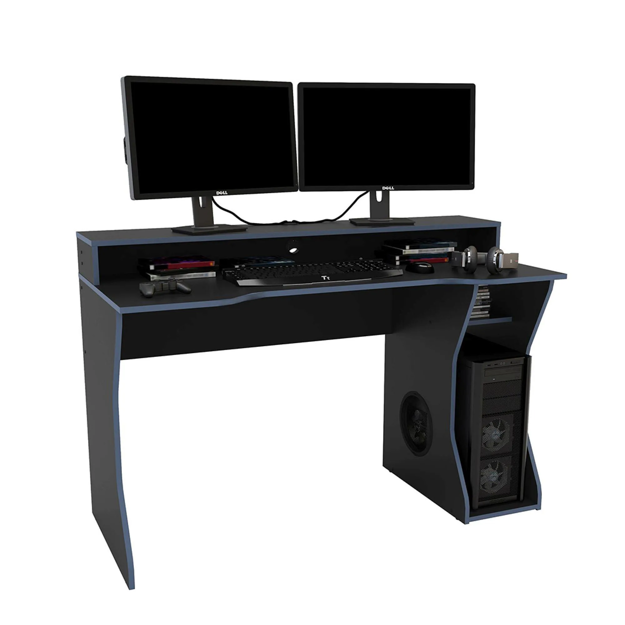Enzo Gaming Desk - Black and Blue