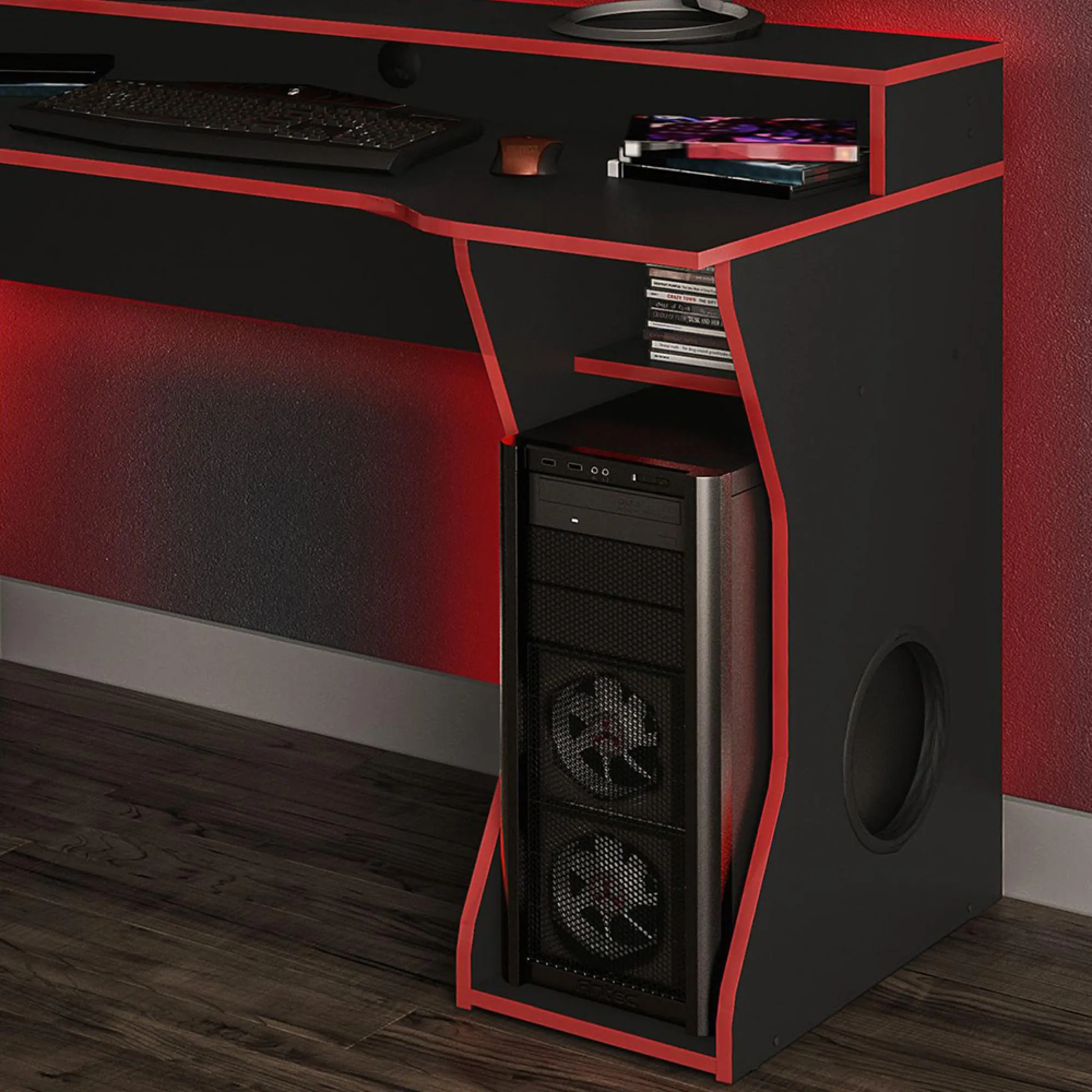 Enzo Gaming Desk - Black and Red