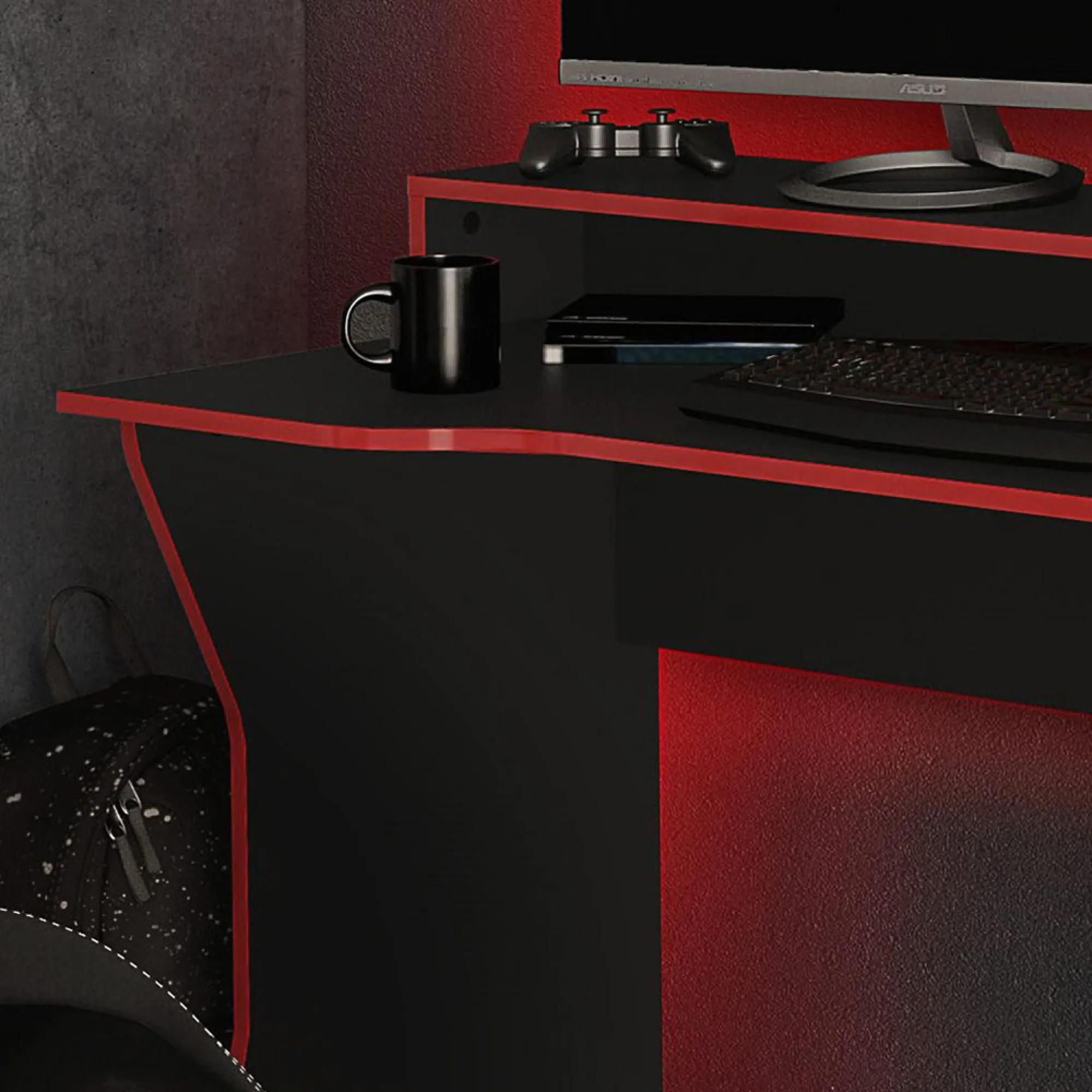 Enzo Gaming Desk - Black and Red