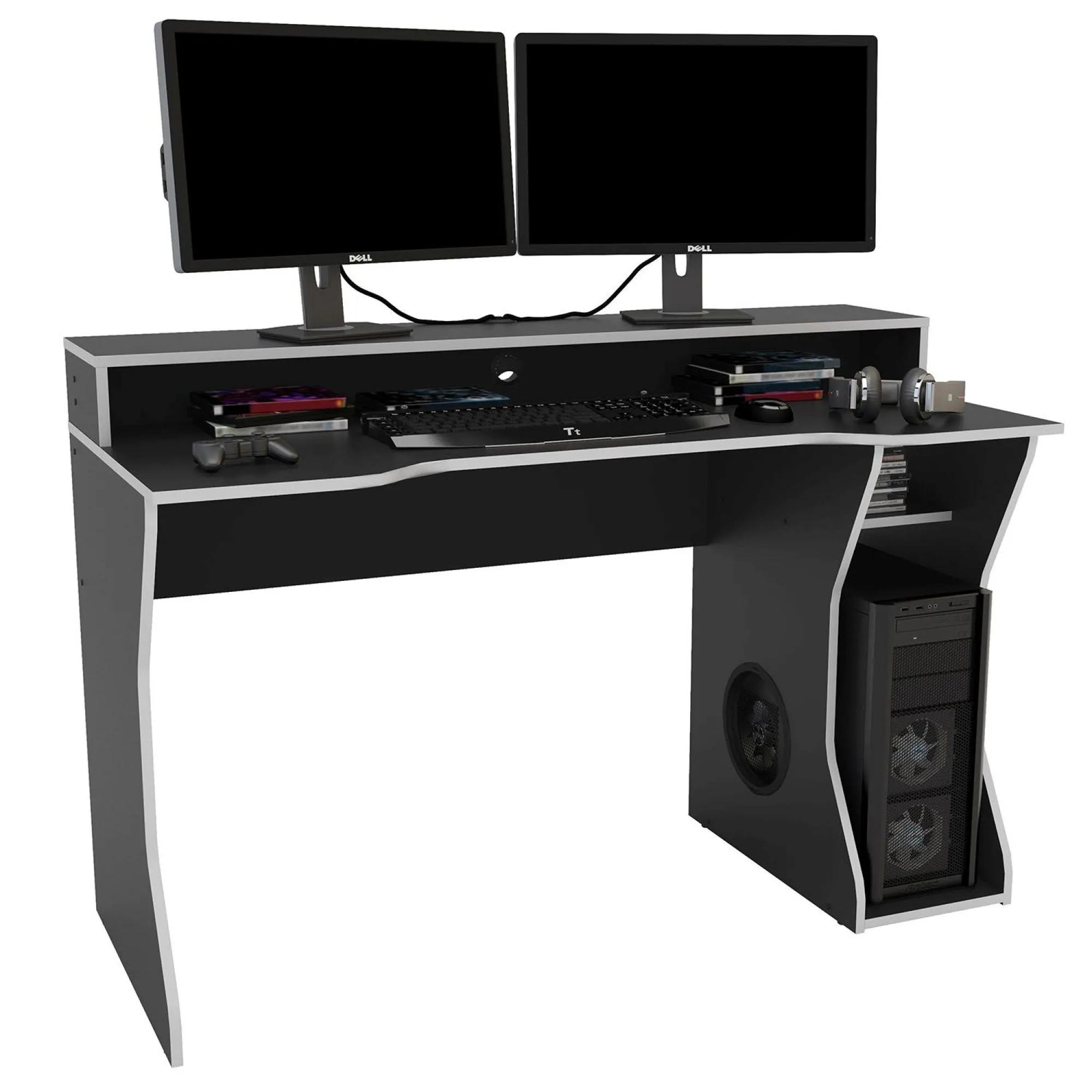 Enzo Gaming Desk - Black, Silver