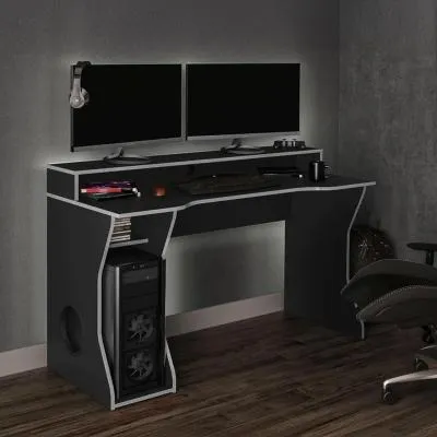 Enzo Gaming Desk - Black, Silver image