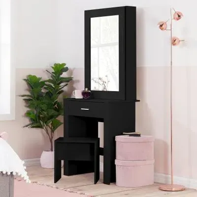 Evelyn Sliding Mirror Dressing Table - Black image