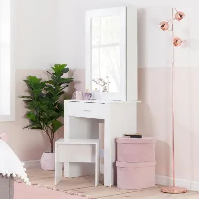 Evelyn Sliding Mirror Dressing Table - White