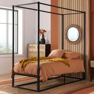 Farringdon Four Poster Bed Frame - Black, Metal image
