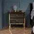 Fenwick 2 Drawer Bedside Cabinet - Black, Glass