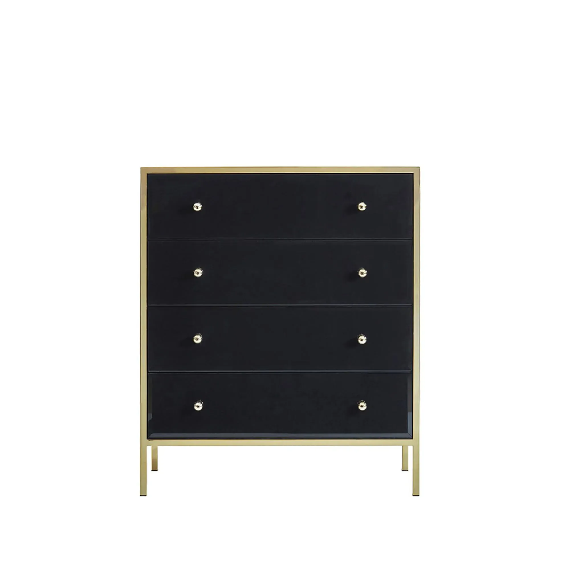 Fenwick 4 Drawer Chest with Gold Trim - Black