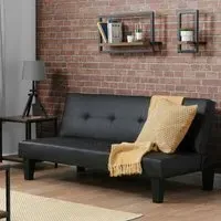 Franklin 3-Seater Click Clack Sofa Bed - Black, Faux Leather