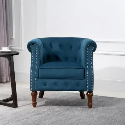 Freya Accent Chair - Blue, Velvet image