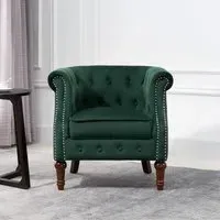 Freya Accent Chair - Green, Velvet