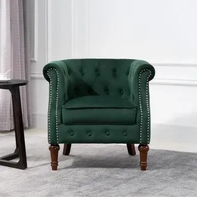 Freya Accent Chair - Green, Velvet