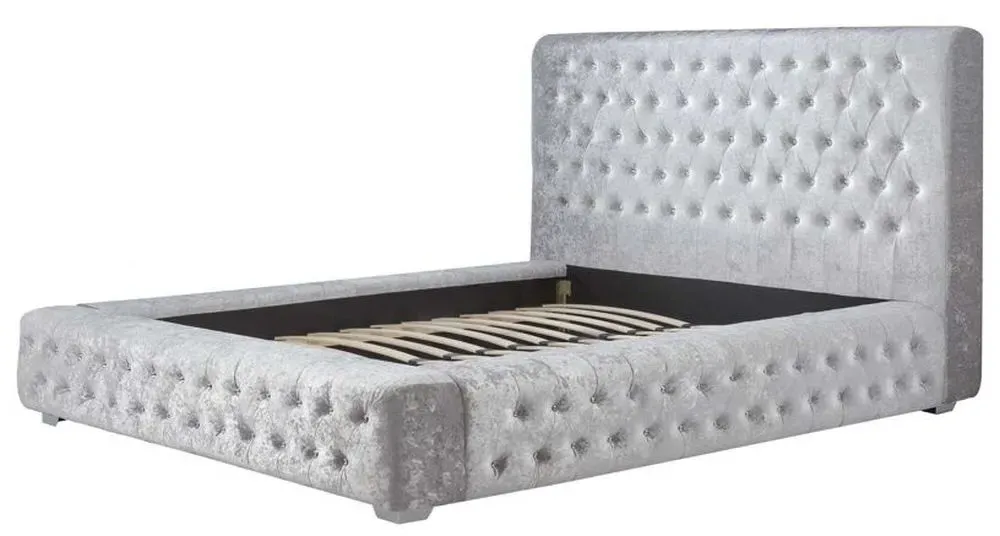 Grande Fabric Bed - Steel, Crushed Velvet