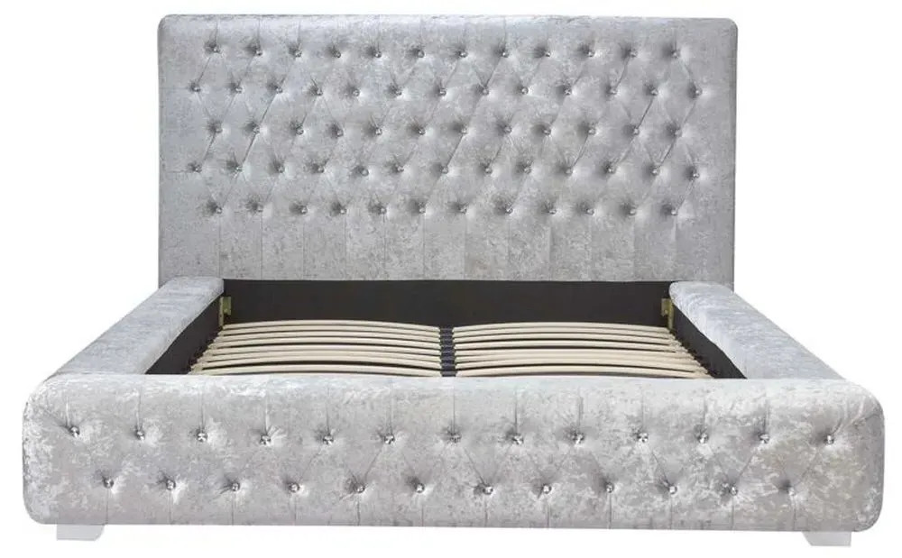 Grande Fabric Bed - Steel, Crushed Velvet